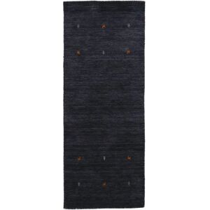 CARPETFINE Gabbeh Uni Wool Rug - 80x600cm, Black, Handwoven, Nomadic Style CARPETFINE Gabbeh Uni Wool Rug - 80x600cm, Black, Handwoven, Nomadic Style
