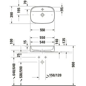 Duravit Zencha Aufsatzbecken - 55x39cm, Weiß, Keramik Duravit Zencha Aufsatzbecken - 55x39cm, Weiß, Keramik