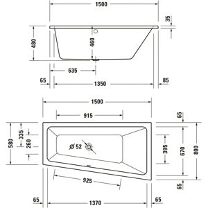 Duravit Modell 700505000000000 Weiße Trapez-Badewanne - Bad Duravit Modell 700505000000000 Weiße Trapez-Badewanne - Bad