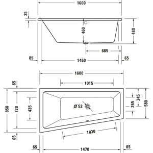 Duravit Modell 700506000000000 Trapez-Badewanne mit Linker Neigung - Badewanne Duravit Modell 700506000000000 Trapez-Badewanne mit Linker Neigung - Badewanne