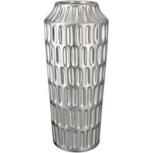 GILDE Metallico Ceramic Vase - 37cm Silver Decor GILDE Metallico Ceramic Vase - 37cm Silver Decor