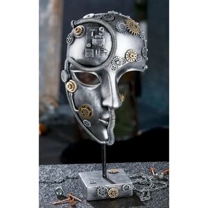 GILDE Casablanca Steampunk Gesicht Figur - Dekor, Harz, Silber, 17x35.5x10.5 cm GILDE Casablanca Steampunk Gesicht Figur - Dekor, Harz, Silber, 17x35.5x10.5 cm