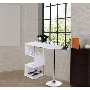Woltu BT22ws - Mesa de Bar en forma de S con Estantes para Vino - Blanco Woltu BT22ws - Mesa de Bar en forma de S con Estantes para Vino - Blanco