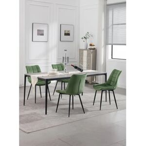Pack de 6 Chaises de Salle à Manger en Velours - Vert - Publicité Pack de 6 Chaises de Salle à Manger en Velours - Vert - Publicité