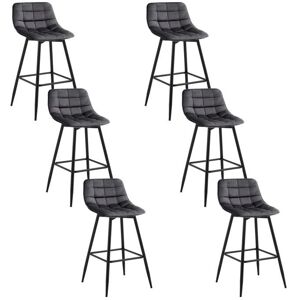 WOLTU Tabouret de bar avec dossier, siège velours, cadre métal Gris - Lot de 6 - Bar stool - Publicité WOLTU Tabouret de bar avec dossier, siège velours, cadre métal Gris - Lot de 6 - Bar stool - Publicité