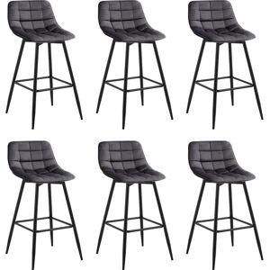 WOLTU Taburete de Bar con respaldo, asiento de terciopelo, marco de metal Gris - Pack de 6 - Bar stool WOLTU Taburete de Bar con respaldo, asiento de terciopelo, marco de metal Gris - Pack de 6 - Bar stool