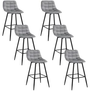 WOLTU 6X - Gris - Siège velours - Cadre métal - Tabouret de bar - Publicité WOLTU 6X - Gris - Siège velours - Cadre métal - Tabouret de bar - Publicité