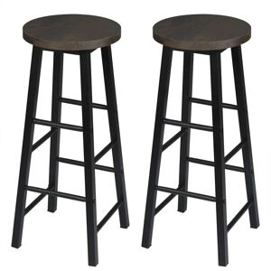 Woltu - 2X Bar Stool Metal MDF Black Woltu - 2X Bar Stool Metal MDF Black