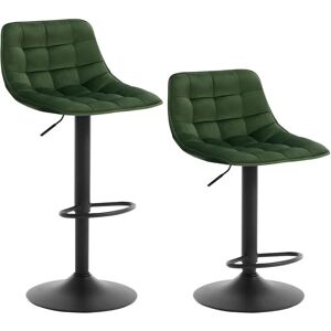 WOLTU Juego de 2 Taburetes de Bar Terciopelo Verde Oscuro Altura Ajustable WOLTU Juego de 2 Taburetes de Bar Terciopelo Verde Oscuro Altura Ajustable