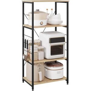 WOLTU - 4-Tier Shelf - Roble claro - Negro - Estantería de almacenaje WOLTU - 4-Tier Shelf - Roble claro - Negro - Estantería de almacenaje