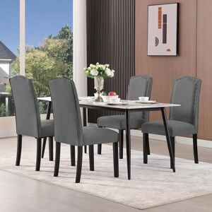 Conjunto de 2 Sillas de Comedor WOLTU - Respaldo Alto, Patas de Madera, Lino Suave Conjunto de 2 Sillas de Comedor WOLTU - Respaldo Alto, Patas de Madera, Lino Suave
