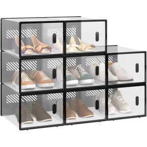 WOLTU Cajas para Zapatos 8 Contenedores Transparentes y Negros Plegables y Apilables WOLTU Cajas para Zapatos 8 Contenedores Transparentes y Negros Plegables y Apilables