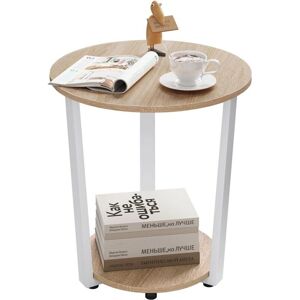 Mesa de café Woltu - Roble claro y metal - 50x50x53 cm Mesa de café Woltu - Roble claro y metal - 50x50x53 cm