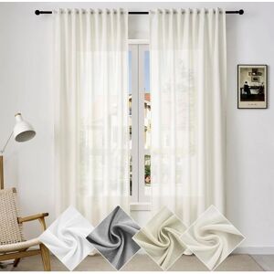 Woltu - Cortinas semitransparentes 100% poliéster crema - 135x225 cm Woltu - Cortinas semitransparentes 100% poliéster crema - 135x225 cm