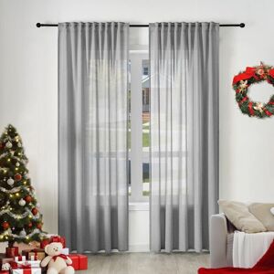 Cortina Semitransparente Gris de Poliéster WOLTU - Decoración de Ventana Interior Cortina Semitransparente Gris de Poliéster WOLTU - Decoración de Ventana Interior