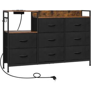 Woltu Gabinete Vintage de Roble y Negro con 8 Cajones y USB Woltu Gabinete Vintage de Roble y Negro con 8 Cajones y USB