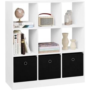 Woltu White Bookcase with 9 Compartments and 3 Fabric Drawers - Bookcase Woltu White Bookcase with 9 Compartments and 3 Fabric Drawers - Bookcase