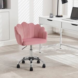 Silla de Oficina en Terciopelo Rosa - Giratoria y Ajustable, Modelo: Poltroncina Silla de Oficina en Terciopelo Rosa - Giratoria y Ajustable, Modelo: Poltroncina