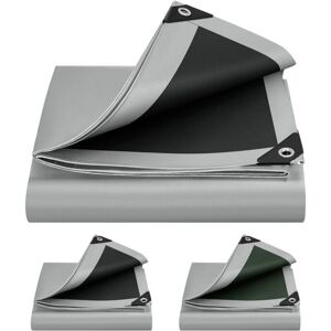 WOLTU Gris+Negro Lona impermeable de PE 4x4m WOLTU Gris+Negro Lona impermeable de PE 4x4m