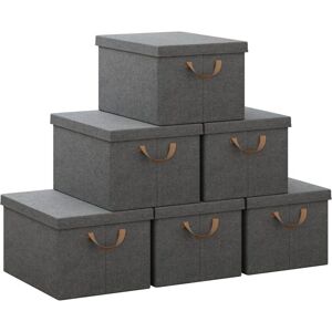 Woltu 6x Boîtes de Rangement avec Couvercle - 43x33x26cm - Gris - Type de stockage - Publicité Woltu 6x Boîtes de Rangement avec Couvercle - 43x33x26cm - Gris - Type de stockage - Publicité