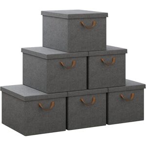 Woltu 6x Boîtes de Rangement avec Couvercle - 51L - Gris - Publicité Woltu 6x Boîtes de Rangement avec Couvercle - 51L - Gris - Publicité
