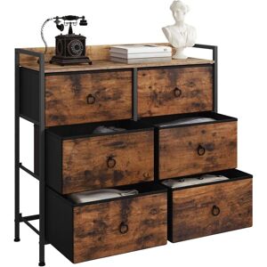 WOLTU Wooden Chest of Drawers - Vintage Brown & Black - 6 Drawers WOLTU Wooden Chest of Drawers - Vintage Brown & Black - 6 Drawers