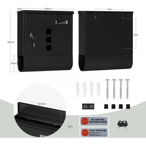 Buzón Woltu W0ITT6010 - Seguro, moderno en acero galvanizado negro Buzón Woltu W0ITT6010 - Seguro, moderno en acero galvanizado negro