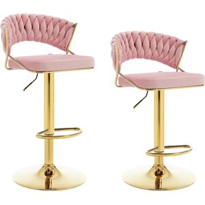 Woltu - Taburete de bar Alto giratorio - Rosa - Reposapiés - Taburete de bar Woltu - Taburete de bar Alto giratorio - Rosa - Reposapiés - Taburete de bar