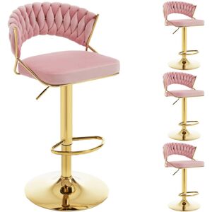 Woltu - 4x Taburete de Bar Set - Rosa - Reposapiés Giratorio - Taburete de Bar Woltu - 4x Taburete de Bar Set - Rosa - Reposapiés Giratorio - Taburete de Bar