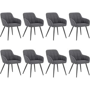 Woltu - Juego de 8 sillas - Gris oscuro - Lino - Sillas de comedor Woltu - Juego de 8 sillas - Gris oscuro - Lino - Sillas de comedor