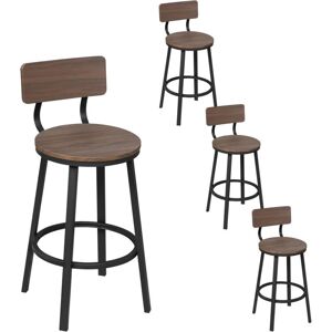 Woltu - Bar Stool - Dark Wood - Round Backrest - Bar Stool Woltu - Bar Stool - Dark Wood - Round Backrest - Bar Stool