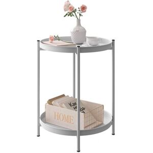 WOLTU - Round Coffee Table - Gris Claro - 2 Estantes - Coffee Table WOLTU - Round Coffee Table - Gris Claro - 2 Estantes - Coffee Table