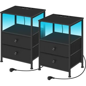 Woltu - LED Nightstand - Negro - 2-drawer - Nightstand Woltu - LED Nightstand - Negro - 2-drawer - Nightstand