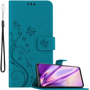 Honor 20 LITE Blumen Blau Handytasche mit Kartenfach Honor 20 LITE Blumen Blau Handytasche mit Kartenfach