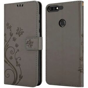 Honor/Huawei Blumen Buchhülle für Y7 2018 - Grau Honor/Huawei Blumen Buchhülle für Y7 2018 - Grau