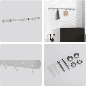 Intirilife E Edelstahl-Garderobenleiste - 7 Haken - Silber Intirilife E Edelstahl-Garderobenleiste - 7 Haken - Silber