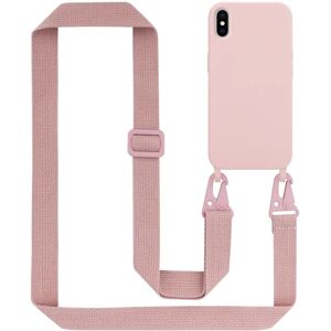 Cadorabo Pink iPhone X / XS Silicone Phone Case with Adjustable Cord Cadorabo Pink iPhone X / XS Silicone Phone Case with Adjustable Cord