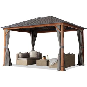 Toolport Garden Gazebo Forest Superior 3x4m - Waterproof Steel Roof, Wood Look Aluminum Posts Toolport Garden Gazebo Forest Superior 3x4m - Waterproof Steel Roof, Wood Look Aluminum Posts