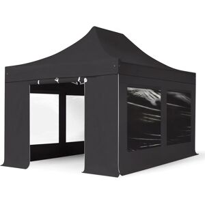 Toolport 3x4.5m PVC 850 Pop up Gazebo - Aluminium, Black, Fire Resistant Toolport 3x4.5m PVC 850 Pop up Gazebo - Aluminium, Black, Fire Resistant