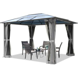 TOOLPORT 3x3.65m Garden Gazebo - Hardtop, 4 Sides, Grey - Garden Type TOOLPORT 3x3.65m Garden Gazebo - Hardtop, 4 Sides, Grey - Garden Type