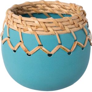 CREATIV HOME - Übertopf mit Sisalverzierung - 7 cm - blau aqua - Planter CREATIV HOME - Übertopf mit Sisalverzierung - 7 cm - blau aqua - Planter