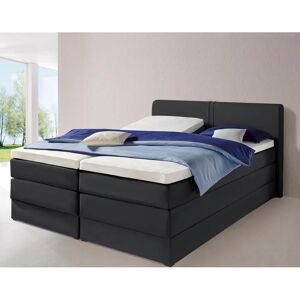 HAPO Schwarzes Kunstleder Boxspringbett - 160x200cm - Kein Härtegrad - Bonnell-Federkern HAPO Schwarzes Kunstleder Boxspringbett - 160x200cm - Kein Härtegrad - Bonnell-Federkern