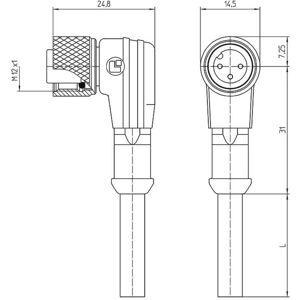 Lutronic 1121 Sensor-/Aktor-Stecker - 12-polig, 5m, Gewinkelt, Schwarz Lutronic 1121 Sensor-/Aktor-Stecker - 12-polig, 5m, Gewinkelt, Schwarz