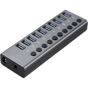 Renkforce RF-6027504 10-Port USB 3.2 Hub & Switch - Aluminium Renkforce RF-6027504 10-Port USB 3.2 Hub & Switch - Aluminium