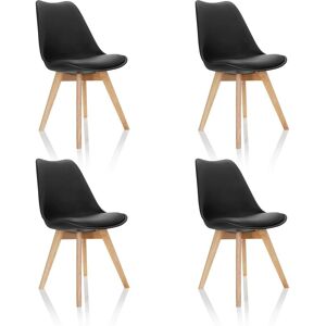 Conjunto de sillas HJH OFFICE Scandi - 4 asientos ergonómicos negros Conjunto de sillas HJH OFFICE Scandi - 4 asientos ergonómicos negros