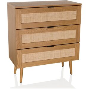 hjh LIVING Bohoo K Rattan-Kommode - 3 Schubladen - 80x40x90cm hjh LIVING Bohoo K Rattan-Kommode - 3 Schubladen - 80x40x90cm