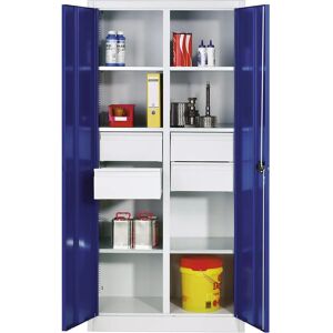 C+P Stahl-Speicher-Schrank - Blau Genciana Tür, Hellgrauer Körper C+P Stahl-Speicher-Schrank - Blau Genciana Tür, Hellgrauer Körper