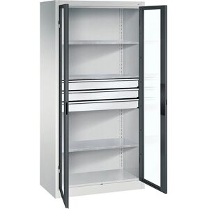 C+P Staubschrank - 1950x930x500mm, Grau, mit Regalen und Schubladen C+P Staubschrank - 1950x930x500mm, Grau, mit Regalen und Schubladen