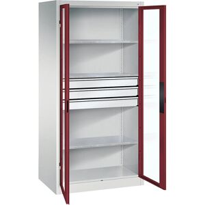 C+P Hellgraue / Rubinrote Schrank mit Regalen & Schubladen - Schrank C+P Hellgraue / Rubinrote Schrank mit Regalen & Schubladen - Schrank