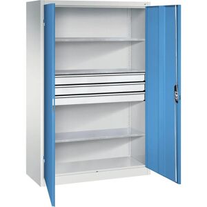 C+P Werkstatt-Schrank - Stahl, 3 Regale, Hellgrau / Hellblau C+P Werkstatt-Schrank - Stahl, 3 Regale, Hellgrau / Hellblau